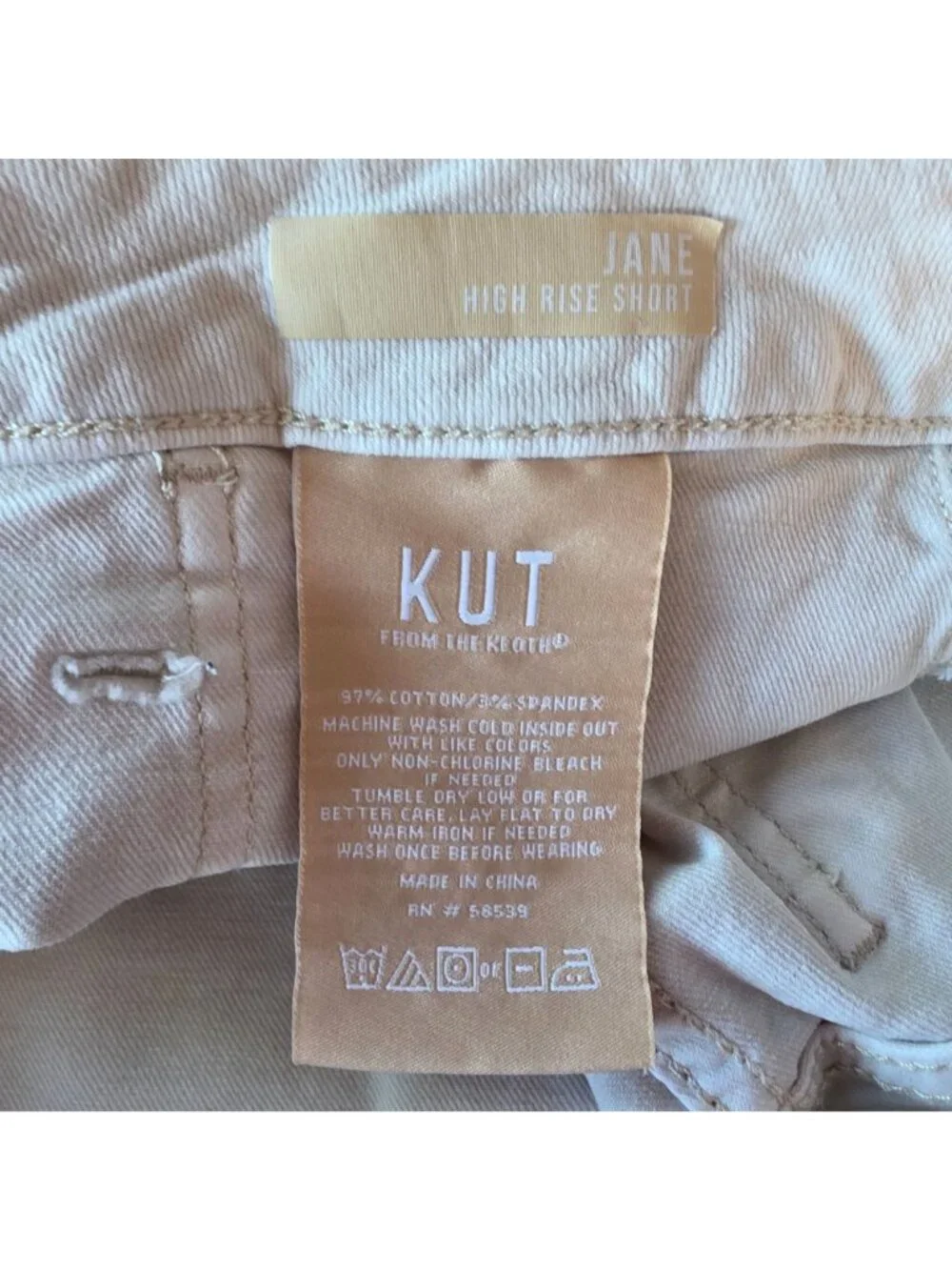 Kut From The Kloth Womens 6 Shorts Jane High Rise Short Denim Jean Ivory Pockets
